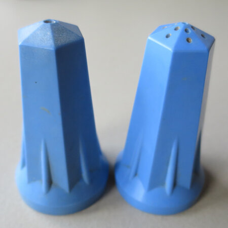 Blue bakelite salt and pepper