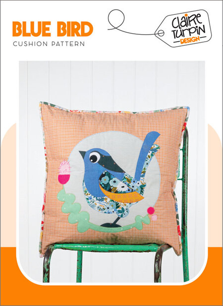 Blue Bird Cushion Pattern by Claire Turpin Design