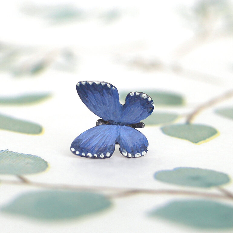 Blue butterfly Southern nz native sterling silver lapel pin brooch lilygriffin