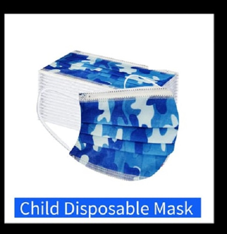 Blue Camo Kids 5pk Disposable Masks