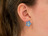 Blue Enamel Forget Me Not Flower Earrings