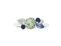 blue gemstone and diamond cluster ring