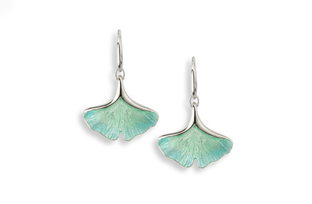Blue Ginkgo Leaf Earrings