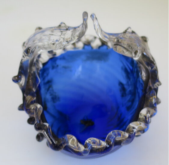 Blue glass basket