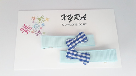 Blue Hair Clips with Cute Ribbons