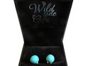 Blue Howlite Stud Earrings in jewellery box