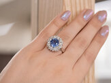 4.60ct Blue Sapphire and Diamond Cluster Ring in Platinum
