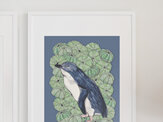 "Blue Penguin + Kina" A4 Print