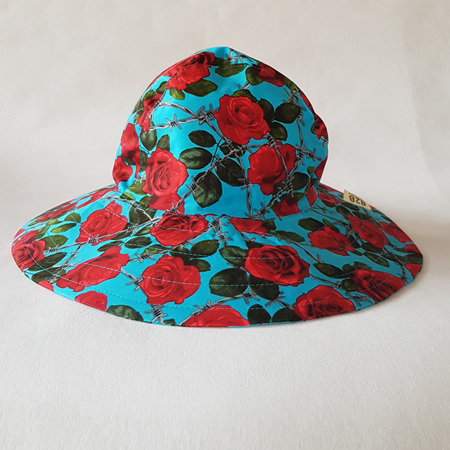Blue Red Roses Sombrero Hat - Adult size large