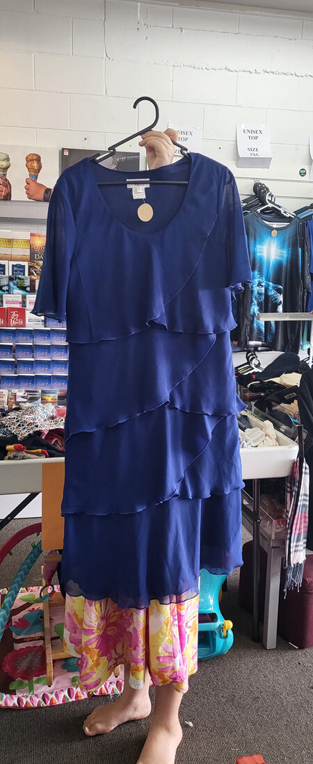 Blue ruffle dress size 14