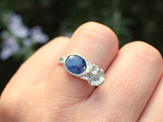 blue sapphire sterling silver flower floral ring gemstone garden bloom rosecut