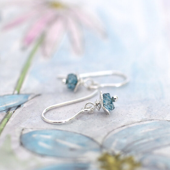 Blue Topaz Rosehips sterling silver earrings November birthstone Lilygriffin nz