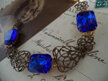 Blue vintage rhinestone Swarovski crystal filigree bracelet