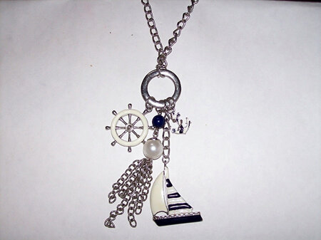 Blue & White Nautical Pendant With Charms
