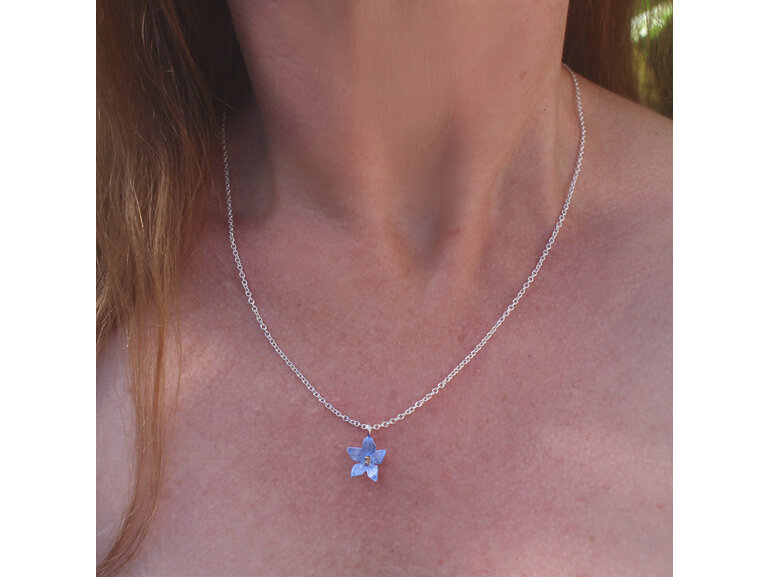 bluebell native blue flower nz sterling silver necklace lily griffin jewellery