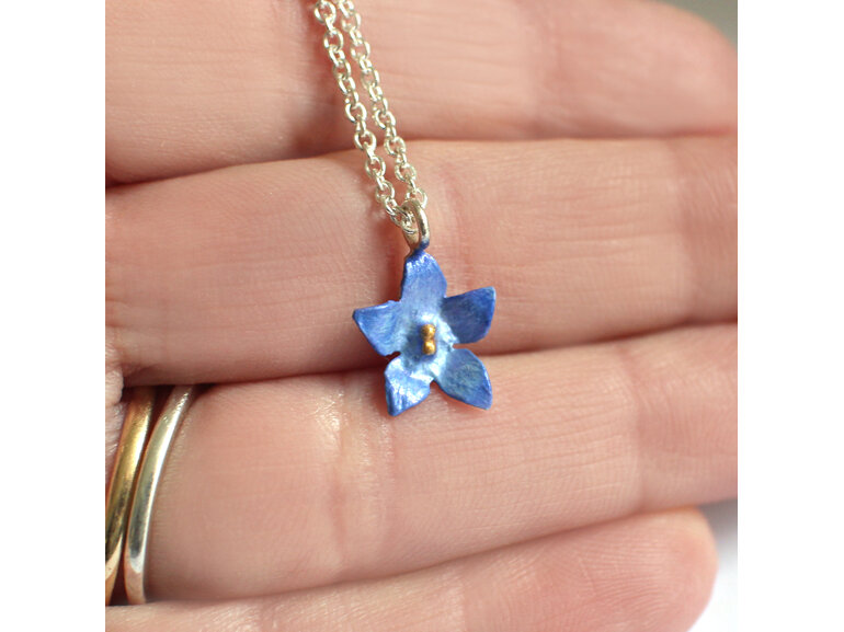 bluebell native blue flower nz sterling silver necklace floral botanical pendant