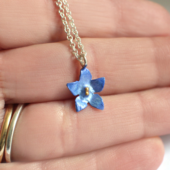 bluebell native blue flower nz sterling silver necklace floral botanical pendant