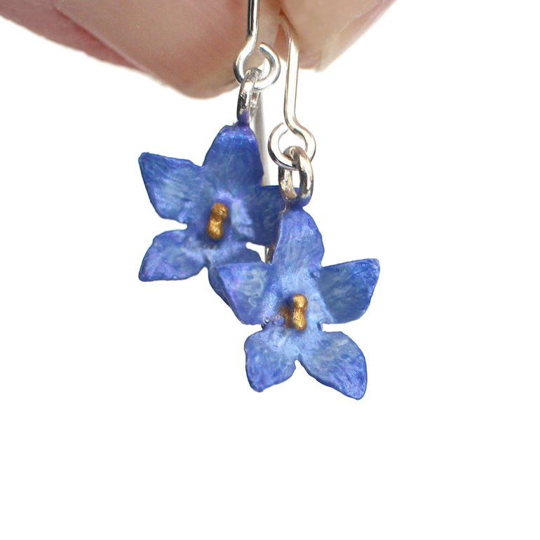 bluebell native flowers blue star sterling silver earrings floral botanical