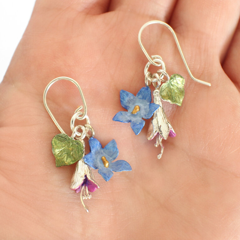 bluebell rimuroa kawakawa kotukutuku fuchsia flowers earrings lilygriffin nz