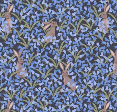 Bluebell Wood Reloved Bluebell Hare on Dark Blue A638.3