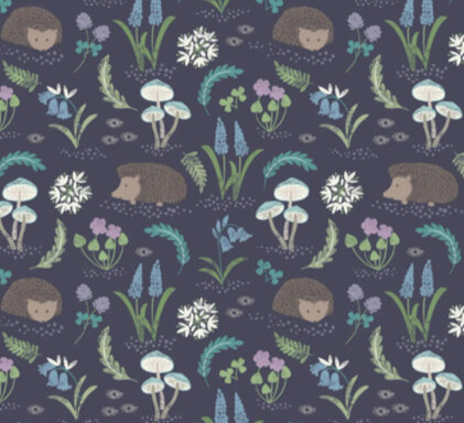 Bluebell Wood Reloved Hedgehog on Dark Blue A128.3