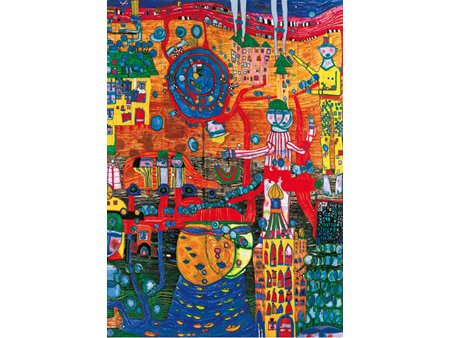 Bluebird Art 1000 Piece Jigsaw Puzzle Hundertwasser - The 30 Days Fax Painting, 1996