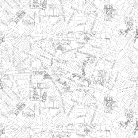 Bonjour Drawn Map of Paris White C8687-White