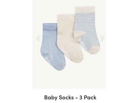 Boody Baby 3 Pair of Socks Chalk/Sky 3-6m