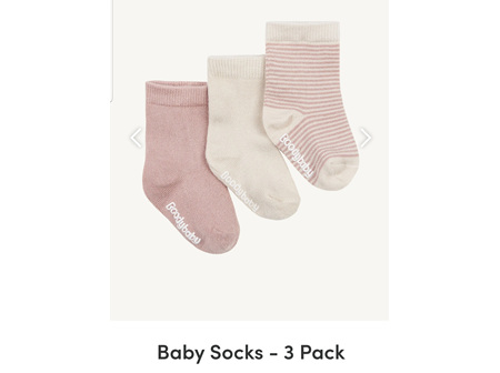 Boody Baby 3 Pairs Of Socks Chalk/Rose 12/24m