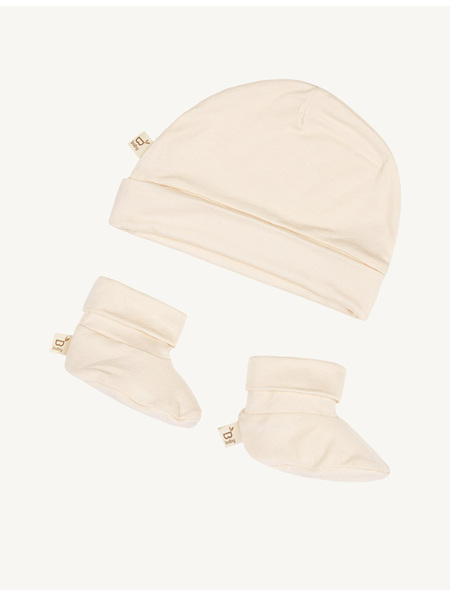 Boody Baby Beanie & Booties - Chalk