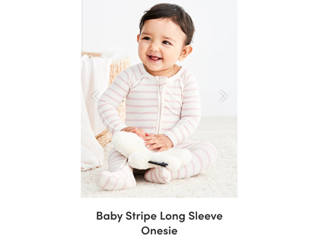 Boody Baby Long Sleeve Onesie Rose Strip 3-6m 00