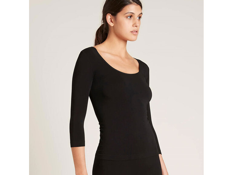 Boody Women's 3/4 Sleeve Top Black XL