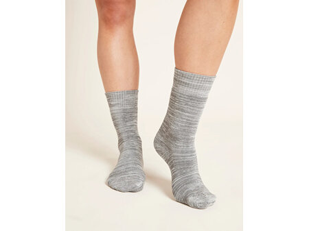 Boody Women's Crew Boot Socks - 2.0 - Light Grey Marl / 3-9