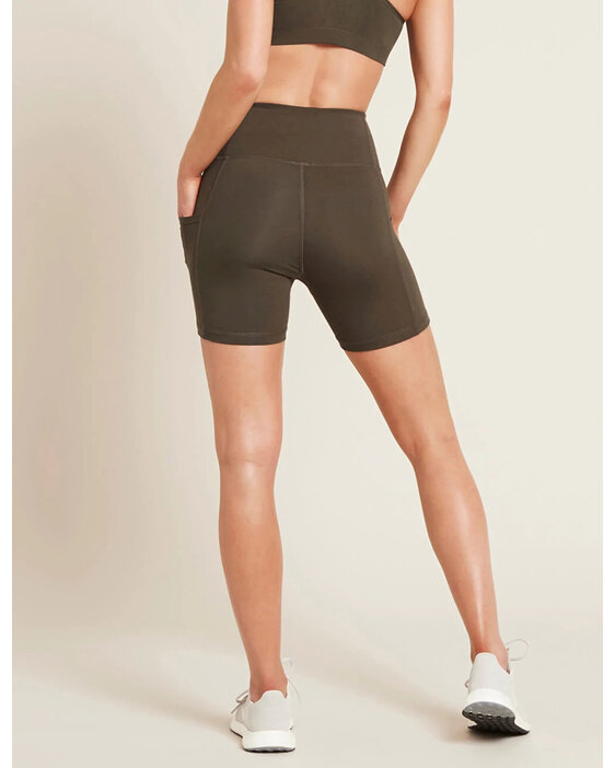 Boody Women's Motivate 5' High-Waist Shorts - Dark Olive / L