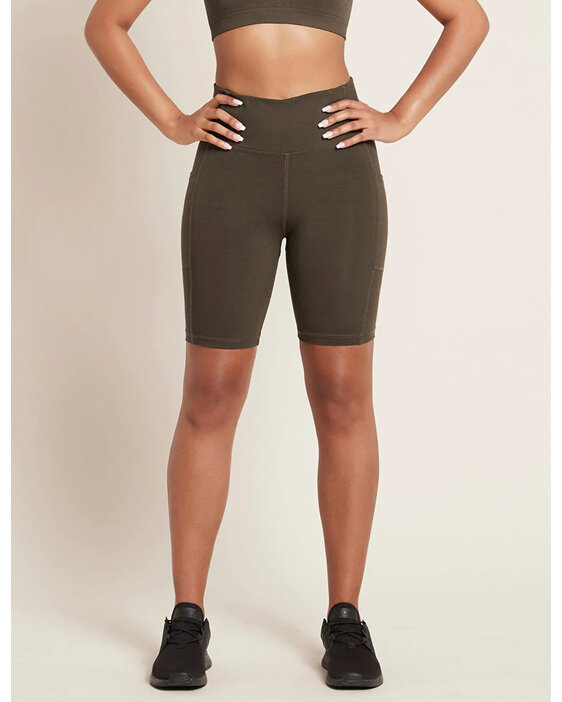 Boody Women's Motivate 5' High-Waist Shorts - Dark Olive / L
