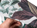 botanical leaves print peg bag with hand reaching in