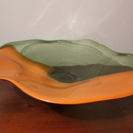 Bowl Handblown Glass Tangerine - $245