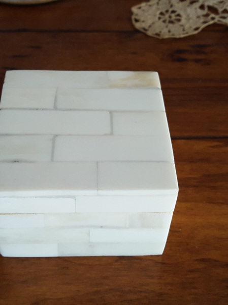 Box 1 - Small Bone Trinket Box with Wooden Lined Interior