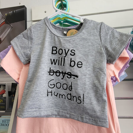 Boys will be.... Grey kids top size 1