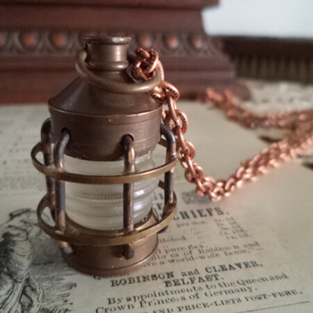 Brass ship lantern pendant steampunk jewellery