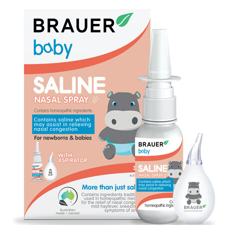 Brauer Baby Saline Nasal Spray + Aspirator 30mL