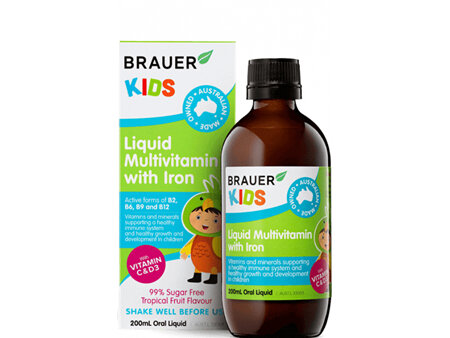 Brauer Kids Liquid Multivitamin With Iron 200mL