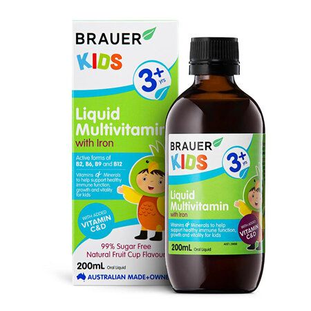 Brauer Kids Liquid Multivitamin with Iron, 3 Years+ 200mL