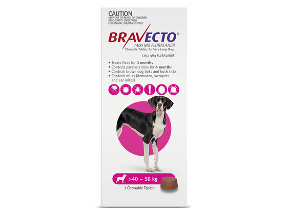 Bravecto Chew for  Very Large Dogs 40 - 56kg - Pink - 3 month pack