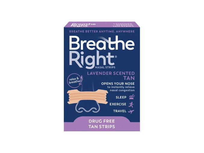 BREATHE RIGHT Nasal Strips Tan Lavender Scented 26 Pack