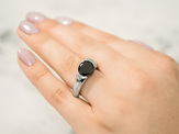 Brilliant cut black diamond Stellad ring in platinum