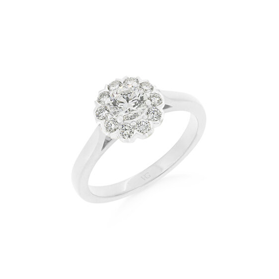 Brilliant cut cluster ring, diamond cluster ring, diamond halo ring,