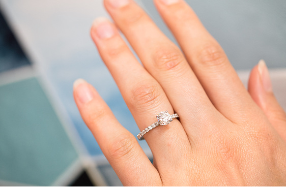 brilliant cut diamond engagement ring delicate diamond band