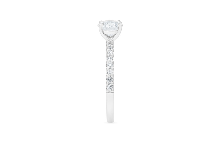 Brilliant cut diamond solitaire engagement ring with diamond set band nz