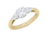 Brilliant cut diamond solitaire pear cut diamond shoulders 18ct gold platinum